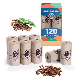 RMancipate Coffee Dog Poo Bags Coffee scent - 120 Large Biodegradable Poop Bags, Extra Thicken Strong Corn Starch Blended Compostable Leak Proof Poop Waste Bag for Dogs