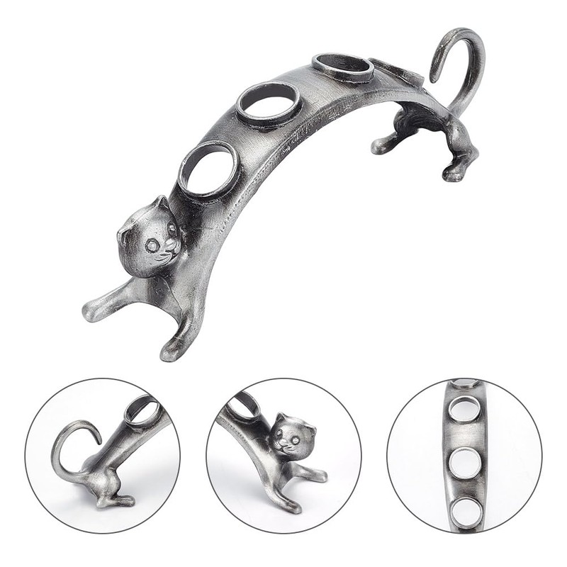 DELORIGIN Wine Stoppers Stand Cat Design 4 Holes Wine Bottle