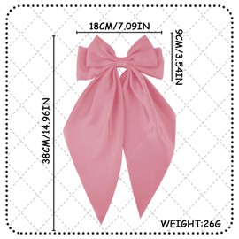 AYNKH 1 Pc Solid Big Bow Satin Hair Clip, Women's Big Bow Hair Clips, Bow French Hair Clips with Long Ribbon, for Women Girls, for Daily Dressing, Performance Ball, Date, Party