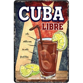 DODINO 20 x 30 cm Tin Sign, Cuba Libre, Funny, Decorative Home Accessory, Decorative Metal Sign for All Bar Counter or Pub Owners, Nostalgic Design