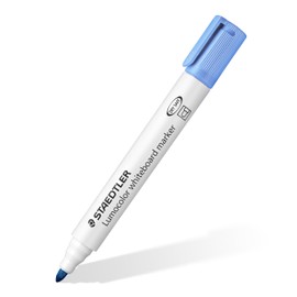 Staedtler Whiteboard Marker Lumocolor, Light Blue, Line Width 2.00 mm, Quick-Drying, Low Odour, Long Life, Blocked Tip, 10 Whiteboard Markers in Folding Box, 351-30