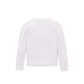 Lilax Baby Girls' Cable Knit Cardigan Long Sleeve Cotton Sweater (White, 6-9 Months)