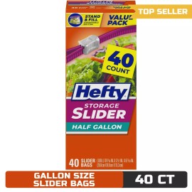 Hefty Slider Storage Bags, Half Gallon Size, 40 Count
