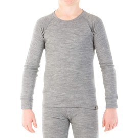 MERIWOOL Kids Unisex Long Sleeve Thermal Lightweight Merino Wool Base Layer Top Gray Heather