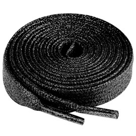 Olukssck [2 Pairs] Flat Glitter Shiny Metallic Shoe Laces for Sneakers, 2/5" Wide Sequin Athletic Shoelaces Black 47 inch(120cm)