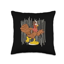 Pilgrim Costume Thanksgiving Shirt Turkey Meat Thanksgiving Turkey Football Player Coach Fan Quarterback Throw Pillow, 16x16, Multicolor