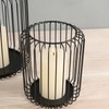 Cage Candleholder Set Matte Black Metal Cylinder Modern Simple Bird
