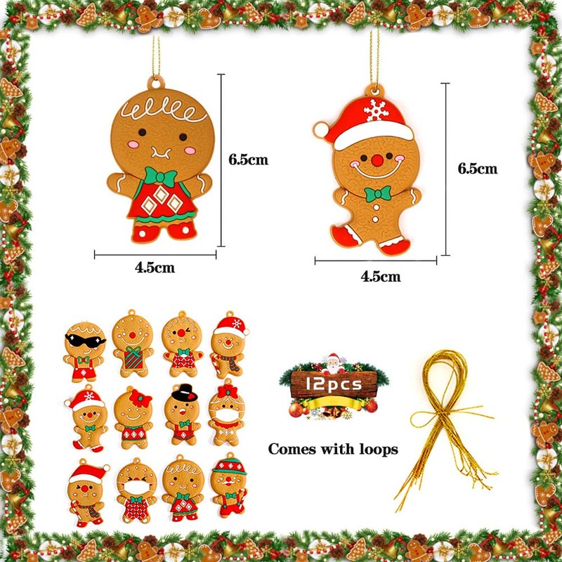 12PCS Easter Christmas Gingerbread Ornaments, Gingerbread Tree Decorations Ginger Man