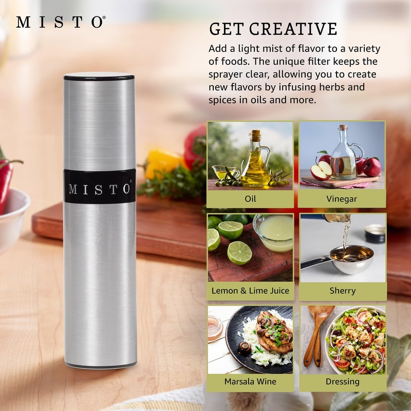 Misto Aluminum Oil Sprayer, Set of 2, Versatile Refillable Aerosol