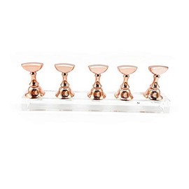 Beauty PLAYER Nail Stand, Tip Stand, Nail Base, Magnetic, Acrylic Manicure Tool, Nail Practice, Fix with Clay, Nail Supplies, Nail Tip, Stand, Display, Set of 5 (Rose Gold)