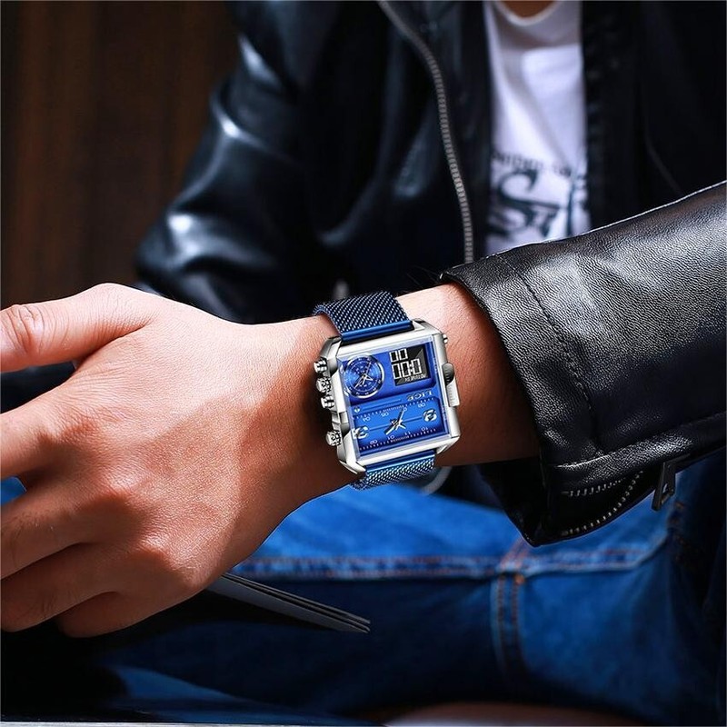 Lige Fashion Men Watch Electrical Quartz Digital Week 3ATM Waterproof