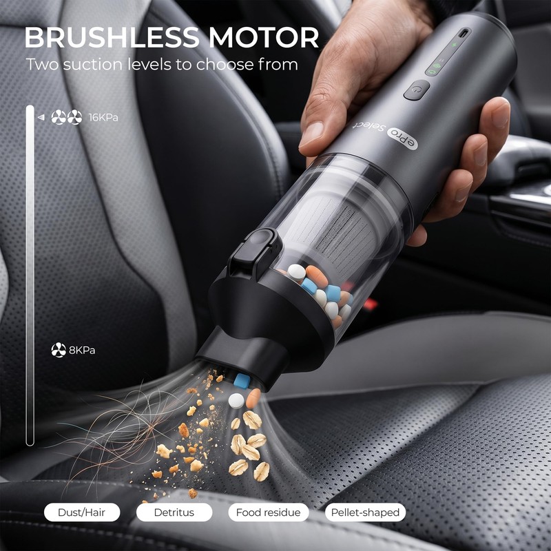 Handheld Vacuum Cleaner, EV1396 Cordless 100W 16000Pa Strong Suction with