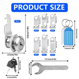 2pcs Cabinet Locks, 16mm Letterbox Locks, Security Letter Post Box Mailbox Cam Locks with Keys & 6 Different Lock Plates (Universal Key)