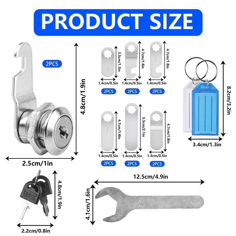 2pcs Cabinet Locks, 16mm Letterbox Locks, Security Letter Post Box