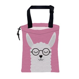 KXWQTRDD Car Garbage Bag Cute White Alpaca in Glasses Drawstring Car Trash Bag Hanging for Back Seat with Adjustable Buckle Canvas Vehicle Trash Can Easy-to-Install