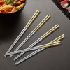 A · HOUSEWARE 5 Pairs Gold Dragon Chopsticks Set Stainless