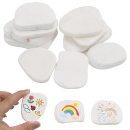 VZXZXE 12 Stück Steine zum Bemalen Flach Weiße Kieselsteine zum Malen 3-7cm Dekosteine Weiß, Weiße Steine zum Bemalen Dekosteine für Bunte Malerei & Dekoration Steine Bemalen Set