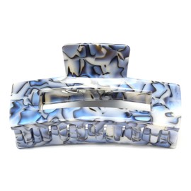 QinGoo Extra Large Blue Hair Clip, Firm, Hair Clip, Popular, Hair Accessory, Cute, Stylish, Korean, 1 Piece (5.0 x 2.4 inches (12.7 x 6 cm), Blue Grey