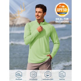TACVASEN UV Shirts for Men Fitted SPF Beach T-Shirts Quick Dry Sun Protection Athletic Lightweight Long Sleeve Rash Guard Men UPF 50+ Shirts Green