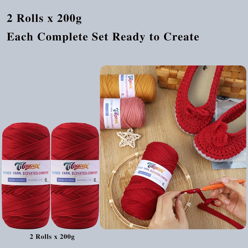 100% Elastic T-Shirt Yarn 2 Pack 200g Each, 95% Polyester