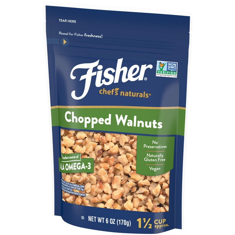Fisher Chopped Walnuts, 6 Ounces, California Grown Walnuts, Unsalted, Naturally