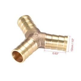 MACHSWON 12 mm Messing-Schlauchverschraubung, Y-Form, 3-Wege-Anschluss, Widerhaken, Spleiß, für Wasser, Kraftstoff, Luft, 2 Stück
