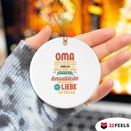 Du Wirst Grandma Pregnancy Christmas Decoration Tree Pendant Ceramic Round Advent