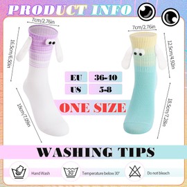 Jspupifip 6 Pairs Easter Holding Hands Magnetic Socks, Colorful Magnetic Hand in Hands Socks Novelty Gifts for Girlfriend, Valentines, Friends