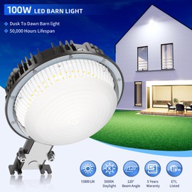 NUOGUAN 100W LED Barn Light 15000LM with Dusk to Dawn Photocell, ETL Listed, 5000K Daylight Yard Area Light, IP65 Waterproof Security Area Light for Farmhouse/Garage/Yard, AC100-277V