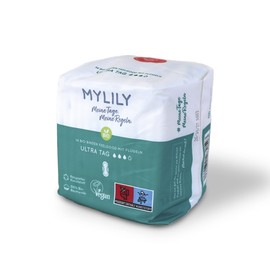 MYLILY® Women's Sanitary Pads Organic Tag (Pack of 14) I 100% Organic Cotton | Sanitary Pads without Fragrances | Breathable Pads | Menstruation Pads | Women's Heavy Bleeding | Sanitary Pads with