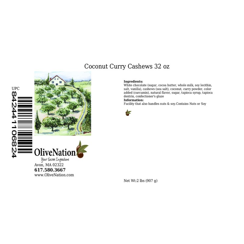 OliveNation Coconut Curry Cashews, Dry Roasted Cashew Nuts in White
