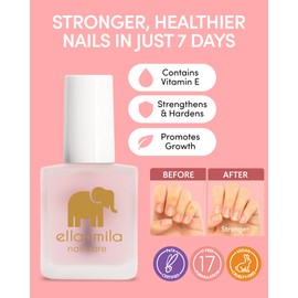 ella+mila "First Aid Kiss" Nail Strengthener and Growth treatment- Nail Repair Solution & Growth Treatment for Thin, Brittle & Damaged Nails - Nail Hardener with Vitamin E (0.45 fl oz)
