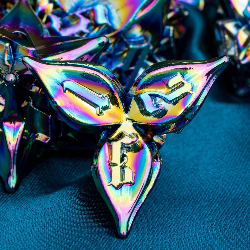 ARUOHHA DDN Metal Dice Set Rainbow D&D Dice Box, 7PCS