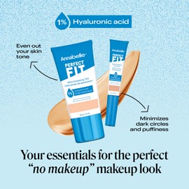 Annabelle Perfect Fit Ultra-Hydrating Tint, Warm Tan, Lightweight Tinted Veil, with Hyaluronic Acid, Waterproof, Long-Lasting, Cruelty-Free, Vegan, Oil-Free, Paraben-Free, Non-Comedogenic, 30 mL