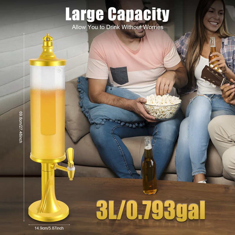 BEACCOSS 3L Capacity Beer Tower Beverage Dispenser - Ideal for