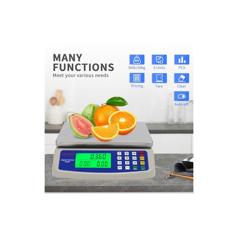 Large Digital Kitchen Scale 30KG Commercial Food Scale 66LB for