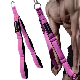 MANUEKLEAR Tricep Rope Cable Attachment Handles, Greater Range of Motion, Tricep Pull Down Rope for Push Downs, Crunches, Facepulls for Professional Gym - Color: Pink