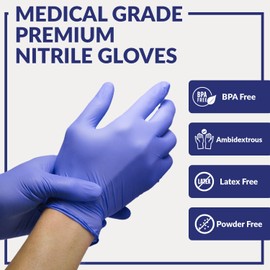 Klex Nitrile Exam Gloves - Medical Grade, Powder Free, Rubber Latex Free, Disposable Examination Grade Glove, Strong Food Safe, Lavender XL Extra Large, 3 Box of 100, 300 Count