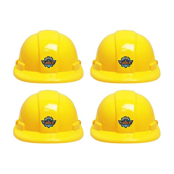 Toyvian 4 Pcs Yellow Construction Hat Kids Role Play Construction Worker Hard Helmet Party Dress Up Supplies
