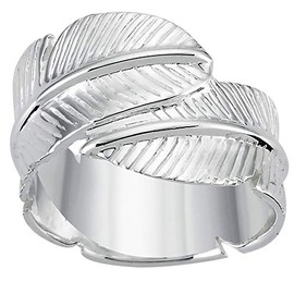 Vinani 2RFE Twisted Feather Ring Matte Shiny 925 Sterling Silver, Sterling Silver