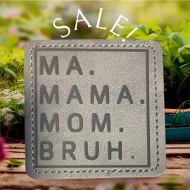 Unbranded MOM BRUH | Leather Patch with Iron on Adhesive - CHARCOAL