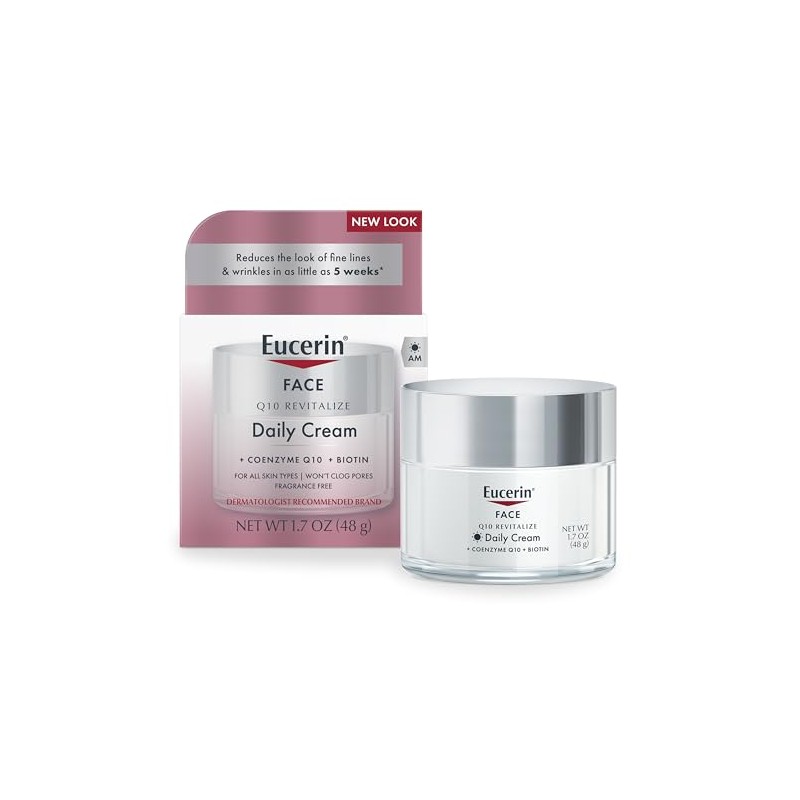 Eucerin - Crema facial antiarrugas Q10, tarro de 1.7 onzas