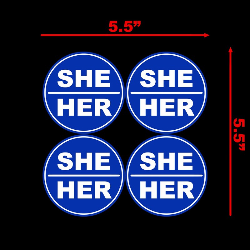 She Her Pronouns Set of 4 Sticker Decal Notebook Car
