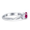 OMRANII Ruby CZ Size-8 Round Three Stone Twisted Infinity Shank
