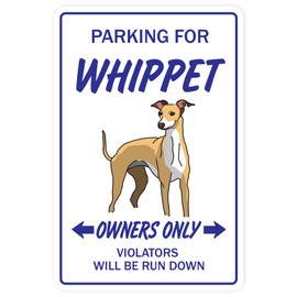 Whippet Aluminum Sign Dog pet Parking Aluminum Signs Hound Boarding Kennel Breeder | Indoor/Outdoor | 10" Tall