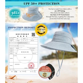 Comhats Sun Hats Women Linen Cotton Summer UPF 50 Wide Brim Bucket Hat for Ladies UV Hat Packable Gardening Outdoor Bowknot Light Blue M