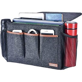 Zafit Bedside Caddy, 8 Pockets Large Size Bedside Storage Organizer Bedside Organizer Caddy for Magazine Remotes Phone (13.4'' x 18.1'' Large Size, Dark Grey)