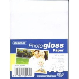 Stephens Glossy Plain Photo Printer Paper, Photo Gloss A6 105 x 148 20 Sheets, Ideal For Photography, Printing Photos, Making Personal Photo Gifts And A Photo Album For Yourself Or Loved Ones