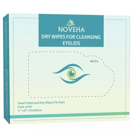 NOVEHA 60PC 드라이 물티슈 - 순하고 저자극성 데일리 눈 및 코 클렌저 메이크업 제거 피부를 진정 수분 NOVEHA 60PC Dry Wipes - Gentle and Hypoallergenic Daily Eye and Nose Cleanser Makeup Remover Soothing and Hydrating Skin