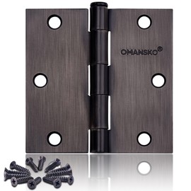 12 Pack Door Hinges, 3.5 x 3.5 Inch Oil Rubbed Bronze Hinges for Wood Square Corners Interior Hinges for Standard Flat/Bedroom, 3 1/2 Inch Door Hinges for Residential Doors
